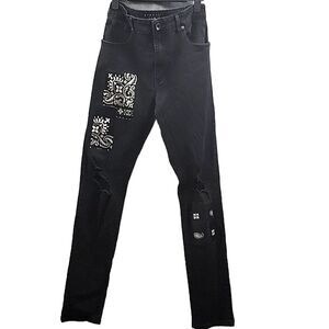 Eternity BC / AD Men's Paisley Patch "Deadstock' distressed slim fit jeans SZ 36